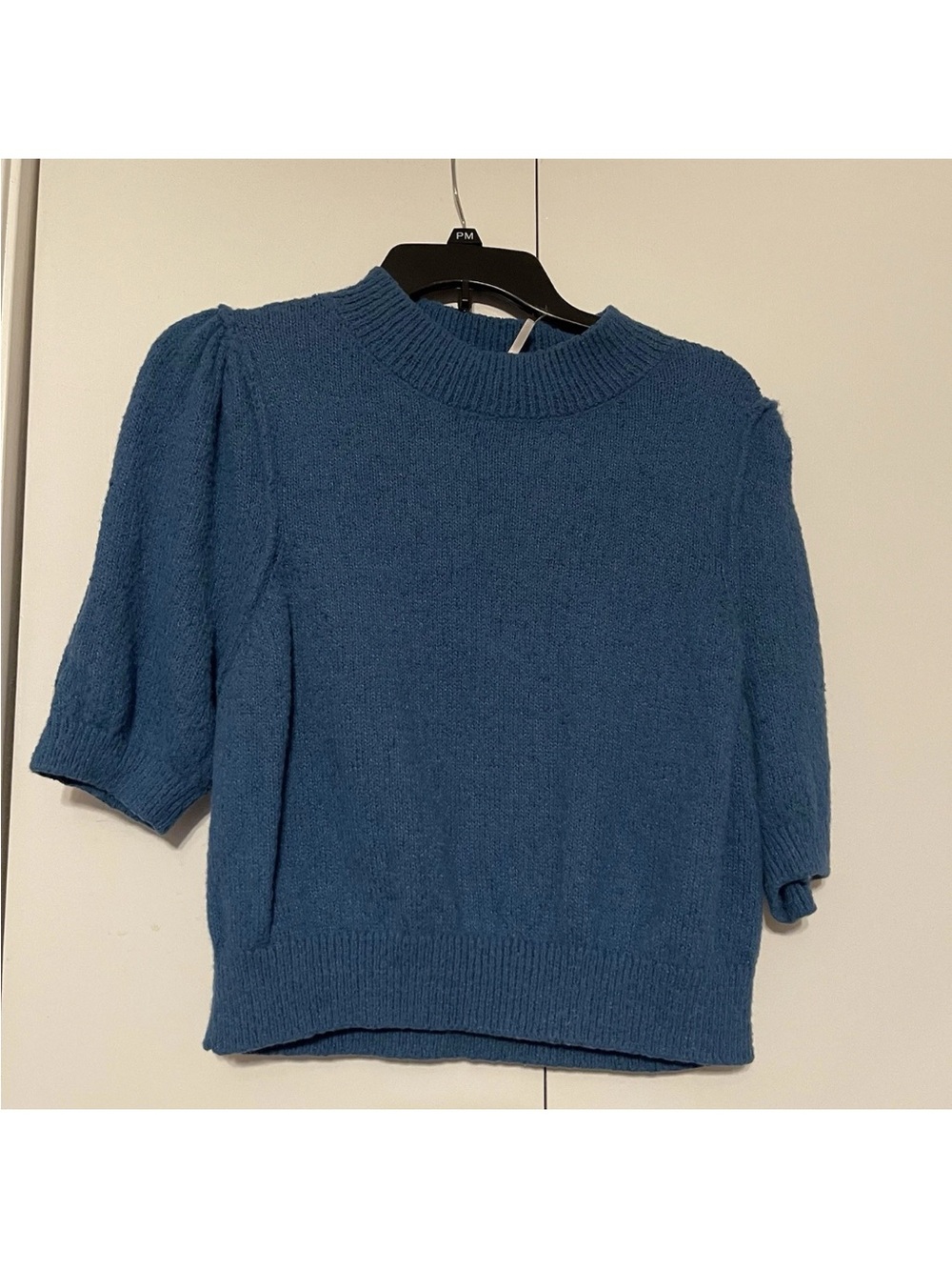 Free People Sweater Women Medium Teal Puff Sleeve
